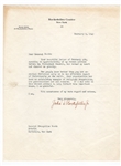 John D. Rockefeller Jr. Signed Letter (JSA)