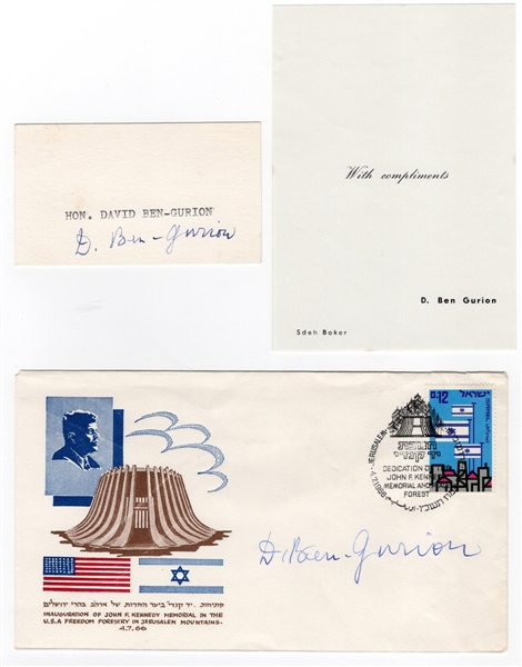 David Ben-Gurion Signed FDC Envelope and Signature Cut (2)