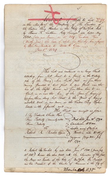 19th Century Property Deed NYC Sailors Snug Harbor