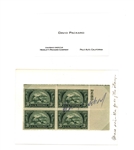 David Packard Autographed 1950 US Postage Stamp Block (Co-founder Hewlett Packard)