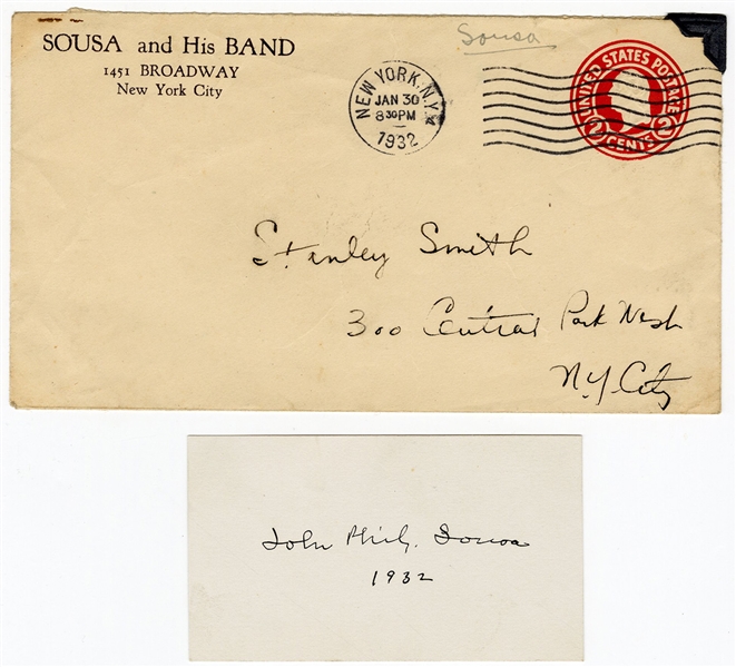 John Philip Sousa Signature Cut & Envelope. "The Stars and Stripes Forever)
