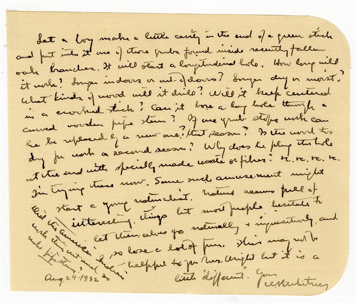 Willis R. Whitney Handwritten Signed Letter (Founder General Electric Labs)