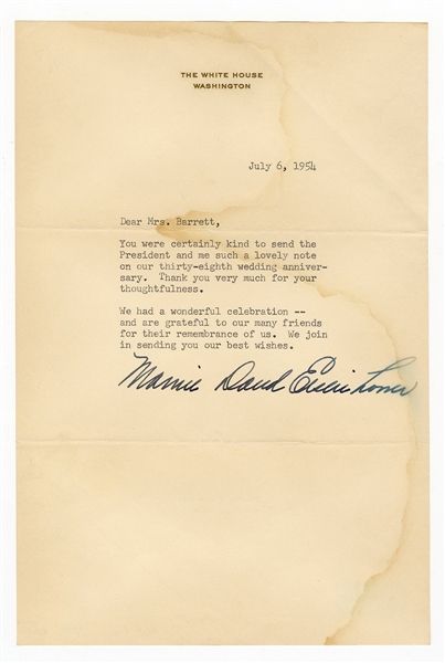 Mamie Doud Eisenhower Typed Signed Letter (Beckett)