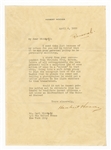 Herbert Hoover Typed Signed Letter