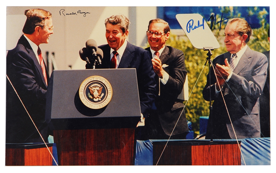 Presidents Ronald Reagan and Richard Nixon Signed Photograph