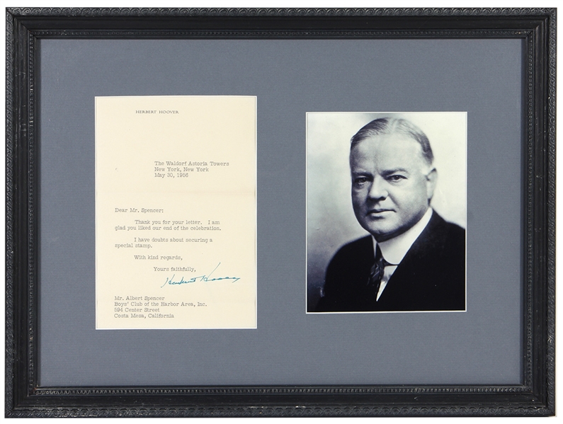 Herbert Hoover Signed Typed Letter 1956
