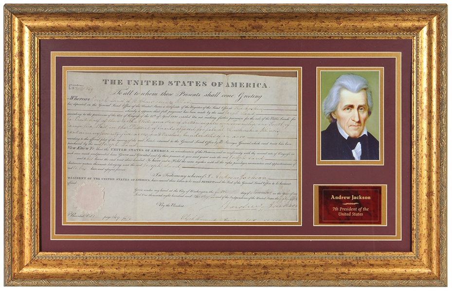 Andrew Jackson Signed Land Grant 1830