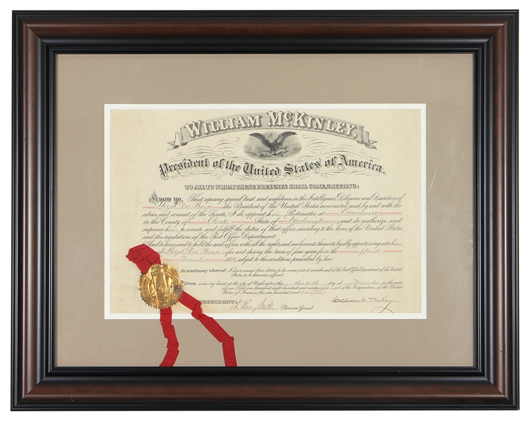 William McKinley Signed Postmaster Appointment 1898 (JSA)