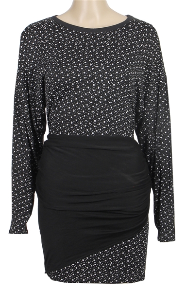 Janet Jackson Owned & Worn "Beverly Hills Cafe" Black and White Wrap Dress