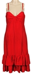 Janet Jackson Owned & Worn Spaghetti Strap Red Party Dress with Rhinestones