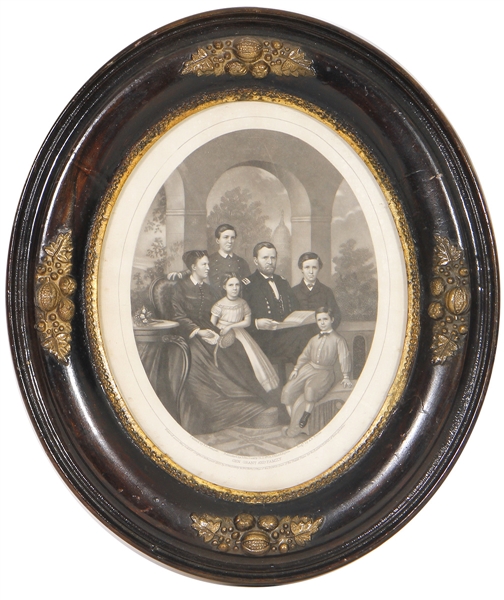1860s General Ulysses S. Grant Family Original Print Engraving