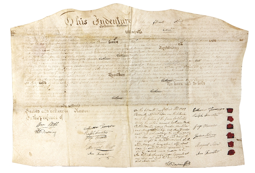 1700’s Land Grant Document Signed With Seals