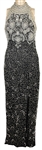 Cher Stage Custom Worn Custom Elaborately Silver & White Beaded Black Gown