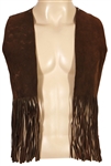 Grace Slick Stage Worn & Owned Custom Brown Suede Leather Fringe Vest