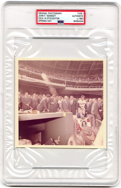 John F. Kennedy 1963 Original “Type 1” Photograph Taken by Cecil W. Stoughton on “Opening Day” (PSA/DNA Encapsulated)