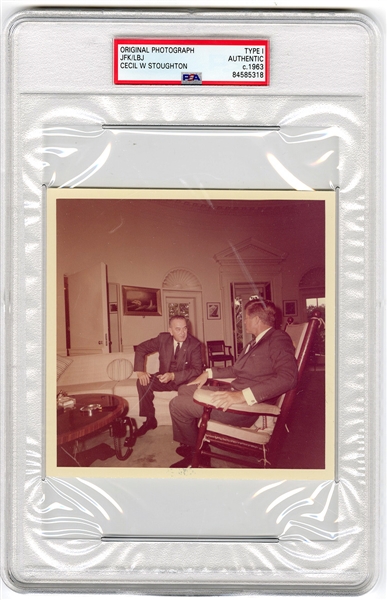 John F. Kennedy 1963 Original “Type 1” Photograph Taken by Cecil W. Stoughton of JFK & LBJ at the White House (PSA/DNA Encapsulated)