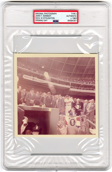 John F. Kennedy 1963 Original “Type 1” Photograph Taken by Cecil W. Stoughton on “Opening Day” (PSA/DNA Encapsulated)