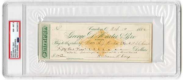 Supreme Court Associate Justice William R. Day Signed Check (PSA/DNA  NM-MT 8)