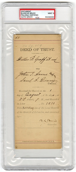 Senator Blanche K. Bruce Signed Deed of Trust (PSA/DNA MINT 9)
