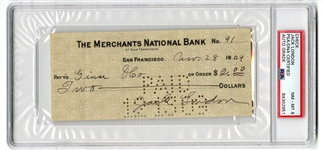 Jack London Signed Check “Call of the Wild” Author (PSA/DNA NM-MT 8)
