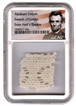 Lincoln Curtain Swatch From Fords Theatre Night Of Assassination (CAG Encapsulated)