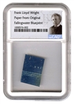 Frank Lloyd Wright Paper From Original Fallingwater Blueprint (CAG Encapsulated)