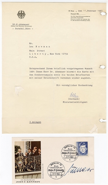 Konrad Adenauer Signed German John F. Kennedy FDC Envelope