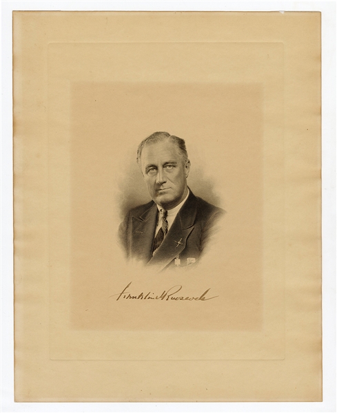 Franklin Roosevelt Signed Photographic Engraved Portrait