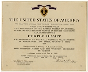 1943 World War II Original Purple Heart Award Certificate