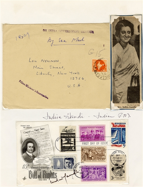 Indira Gandhi Signed FDC Cachet Envelope