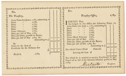 1789 Revolutionary War Treasury Note Signed by Treasurer Jedediah Huntington