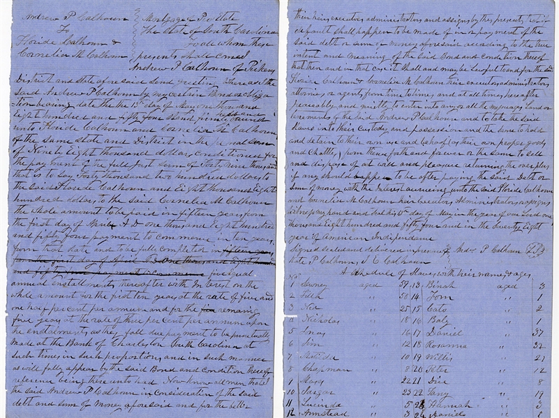 John C Calhoun Slave Document