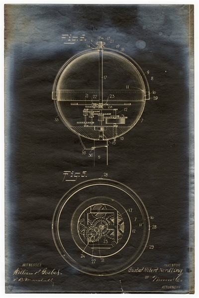 Historic 1913 Globe Clock Blueprint