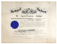 1911 Woodrow Wilson New Jersey Signed Certificate as Governor