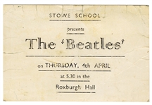 The Beatles 1963 Incredibly Rare Signed Original Stowe School Concert Ticket (Caiazzo, JSA & REAL)