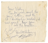 The Beatles Band Signed Paul McCartney Handwritten Letter to Fan (Caiazzo, JSA & REAL)