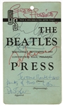 The Beatles Only Known Signed 1964 Derek Taylors Concert Press Pass (Caiazzo & REAL)