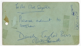 The Beatles Only Known Signed 1964 Derek Taylor's Concert Press Pass (Caiazzo & REAL)
