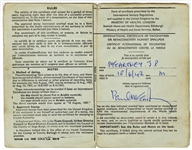 Paul McCartney 1968 Signed and Filled-Out International Smallpox Vaccination Certificate (Caiazzo Guaranteed)
