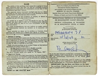 Paul McCartney 1965 Signed and Filled-Out International Smallpox Vaccination Certificate (Caiazzo Guaranteed)
