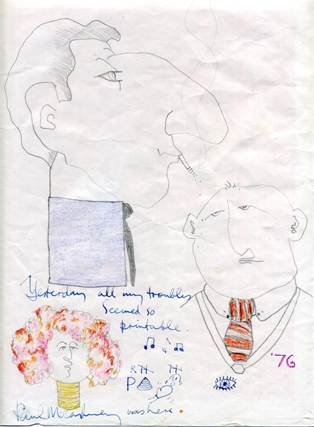 Paul McCartney Signed Original Artwork Containing Lyrics to “Yesterday” (Caiazzo)