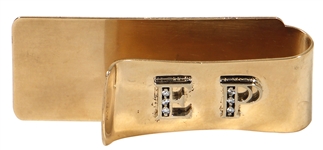 Elvis Presley Owned & Used TCB and EP 14kt Gold and Diamond Money Clip