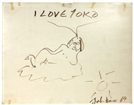 John Lennon Signed Original 1969 “I Love Yoko” Montreal Bed-In Drawing (Photo-Matched) (Caiazzo & REAL)