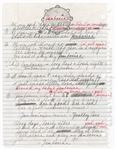 Prince Handwritten and Initialed Tamborine Working Lyrics with Drawing (REAL)