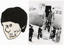 Paul McCartney Original 1965 Hand-Drawn and Signed Caricature Self-Portrait As Seen On The Inside  Plane Door Landing In New York (Caiazzo Guaranteed)