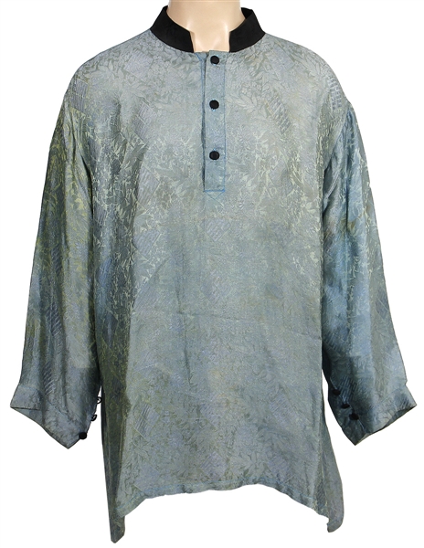 John Lennon Owned & Worn Green and Blue Long Sleeve Shirt From Maharishi Circa 1967