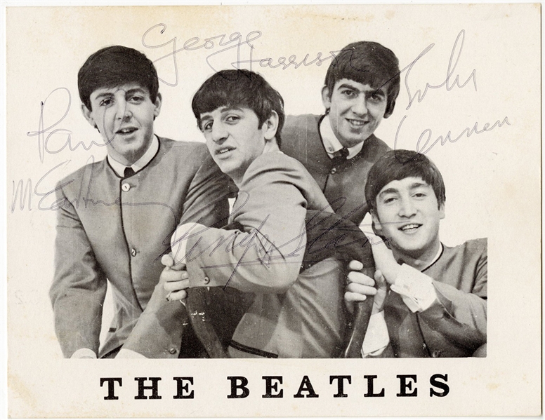 The Beatles Signed Dezo Hoffmann Fan Club Promotional Card (REAL)