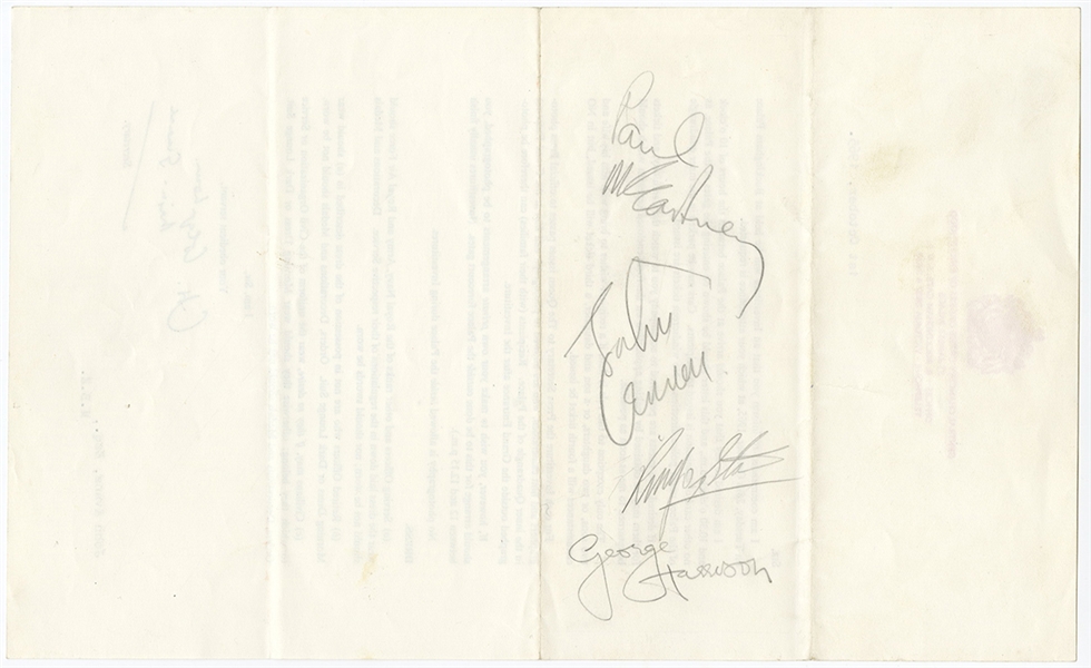 The Beatles Band Signed MBE Invitation 10/26/1965 (Caiazzo & REAL)