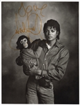 Michael Jackson Signed Oversized Photograph with His Pet Chimp Bubbles  (JSA & REAL)
