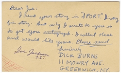 "Shoeless" Joe Jackson 1950 Autograph on Fan Postcard